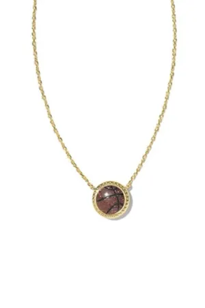 Kendra Scott Basketball Short Pendant Necklace in Gold | N00559GLD-ORANGE/GOLDSTONE