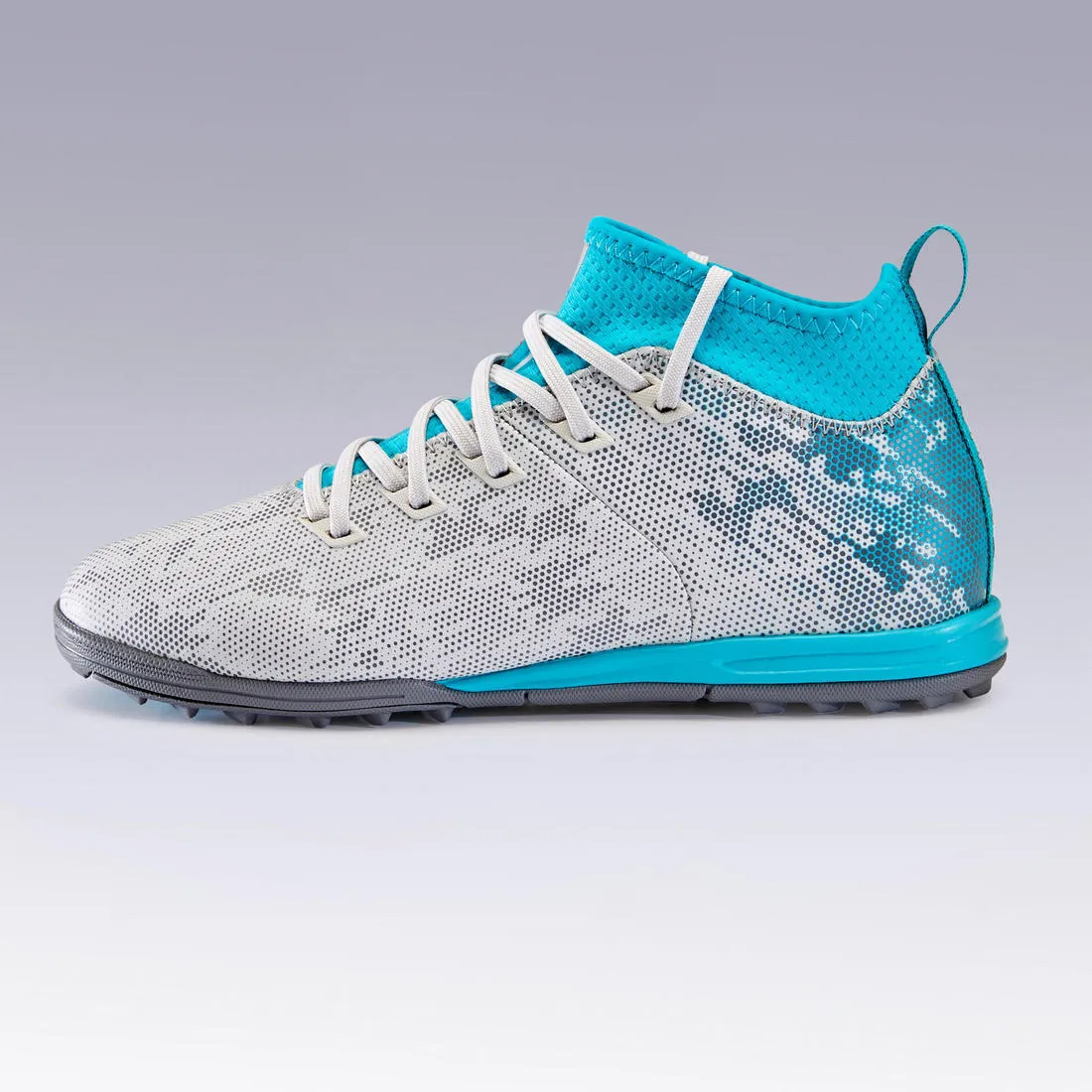 Kids' Hard Pitches Football Boots Agility 900 Turf TF - Grey/Turquoise