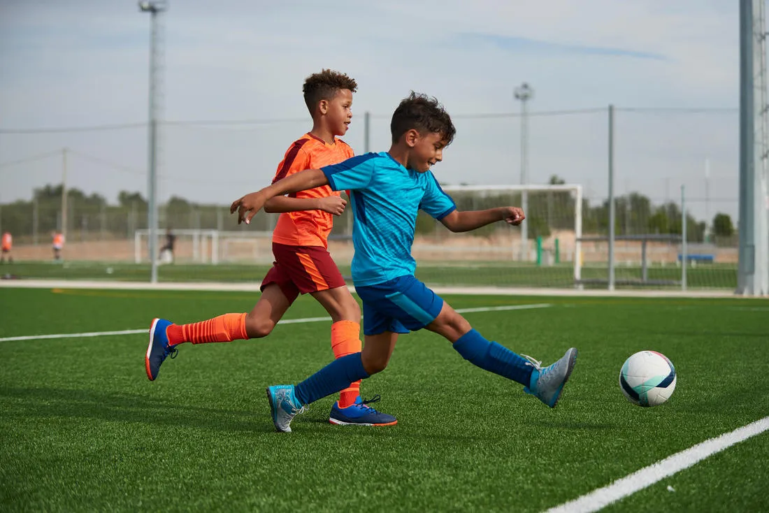 Kids' Hard Pitches Football Boots Agility 900 Turf TF - Grey/Turquoise