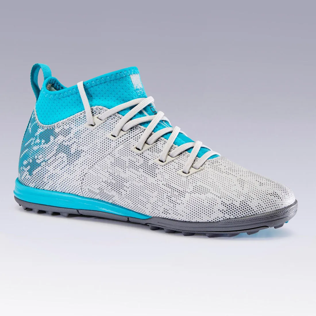 Kids' Hard Pitches Football Boots Agility 900 Turf TF - Grey/Turquoise