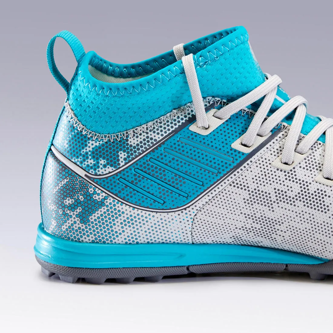 Kids' Hard Pitches Football Boots Agility 900 Turf TF - Grey/Turquoise
