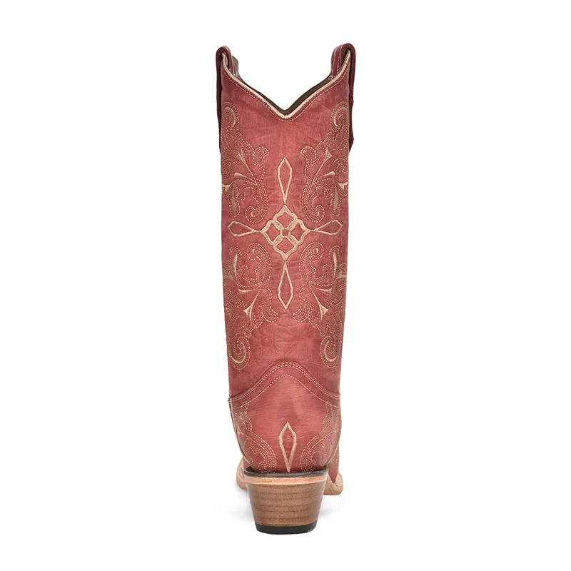 L6001 | Red Embroidered Snip Toe Women's Boot