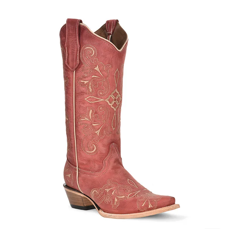 L6001 | Red Embroidered Snip Toe Women's Boot