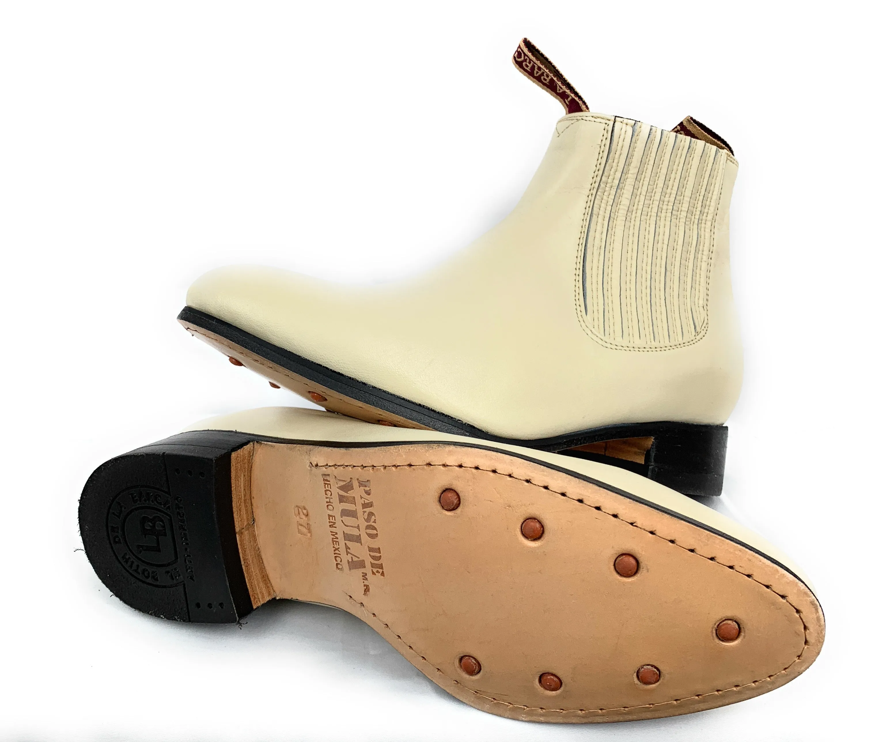 La Barca Men's Paso De Mula Botin Charro Color Hueso