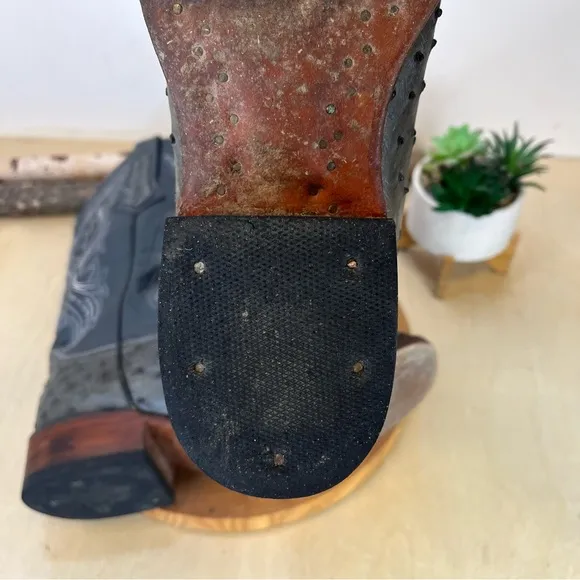 Lagarto | Gunsmoke Full Quill Ostrich Leather Western Boots Grey Size 8.5