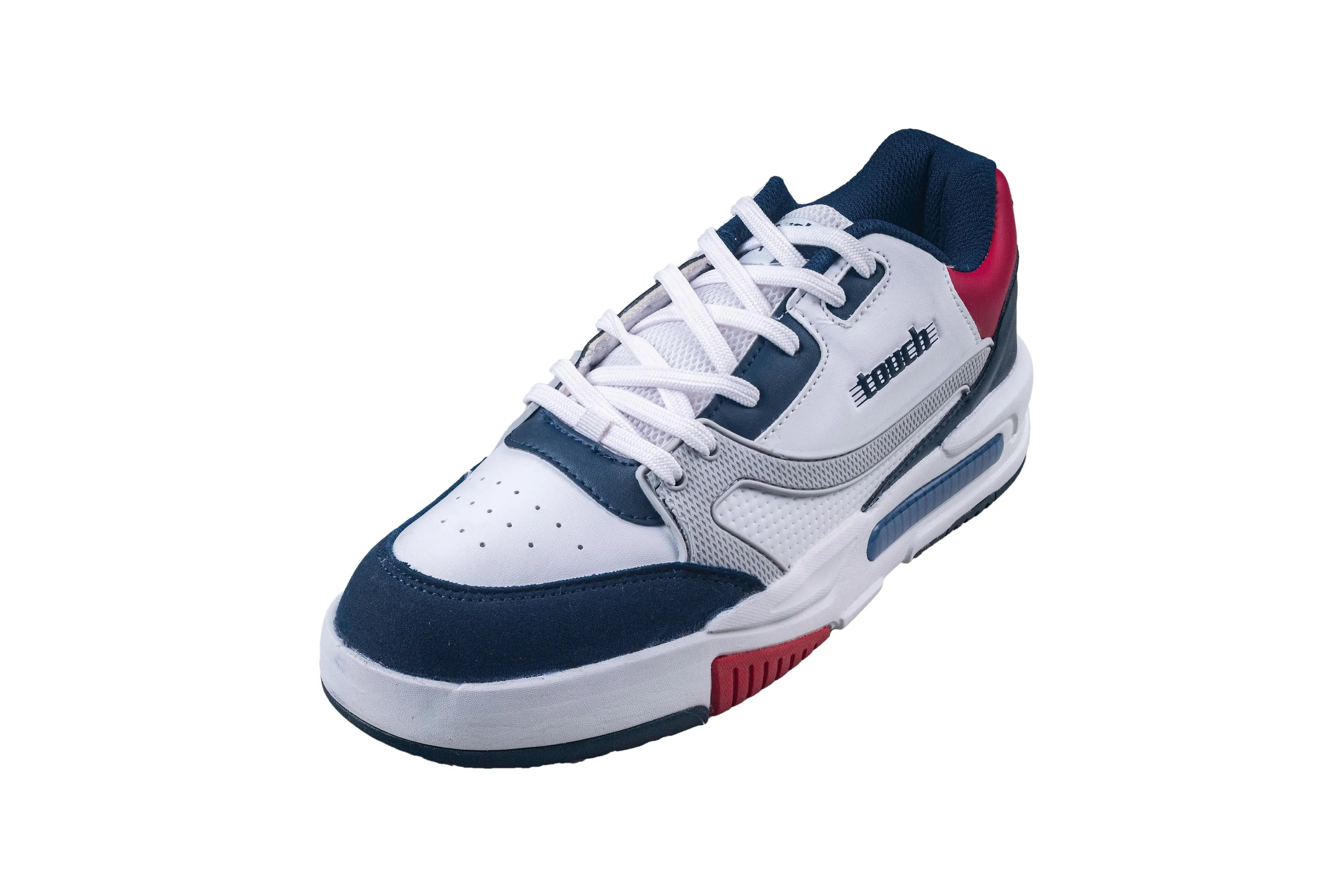 Lakhani Gents White/Navy/Red Sports Shoe
