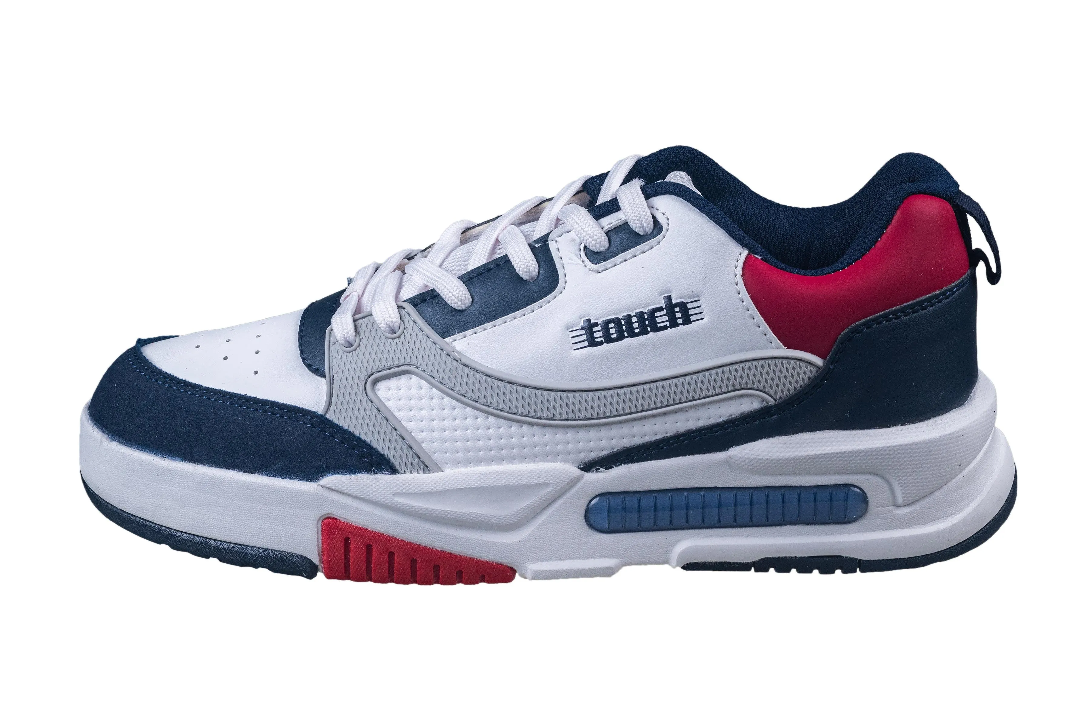 Lakhani Gents White/Navy/Red Sports Shoe