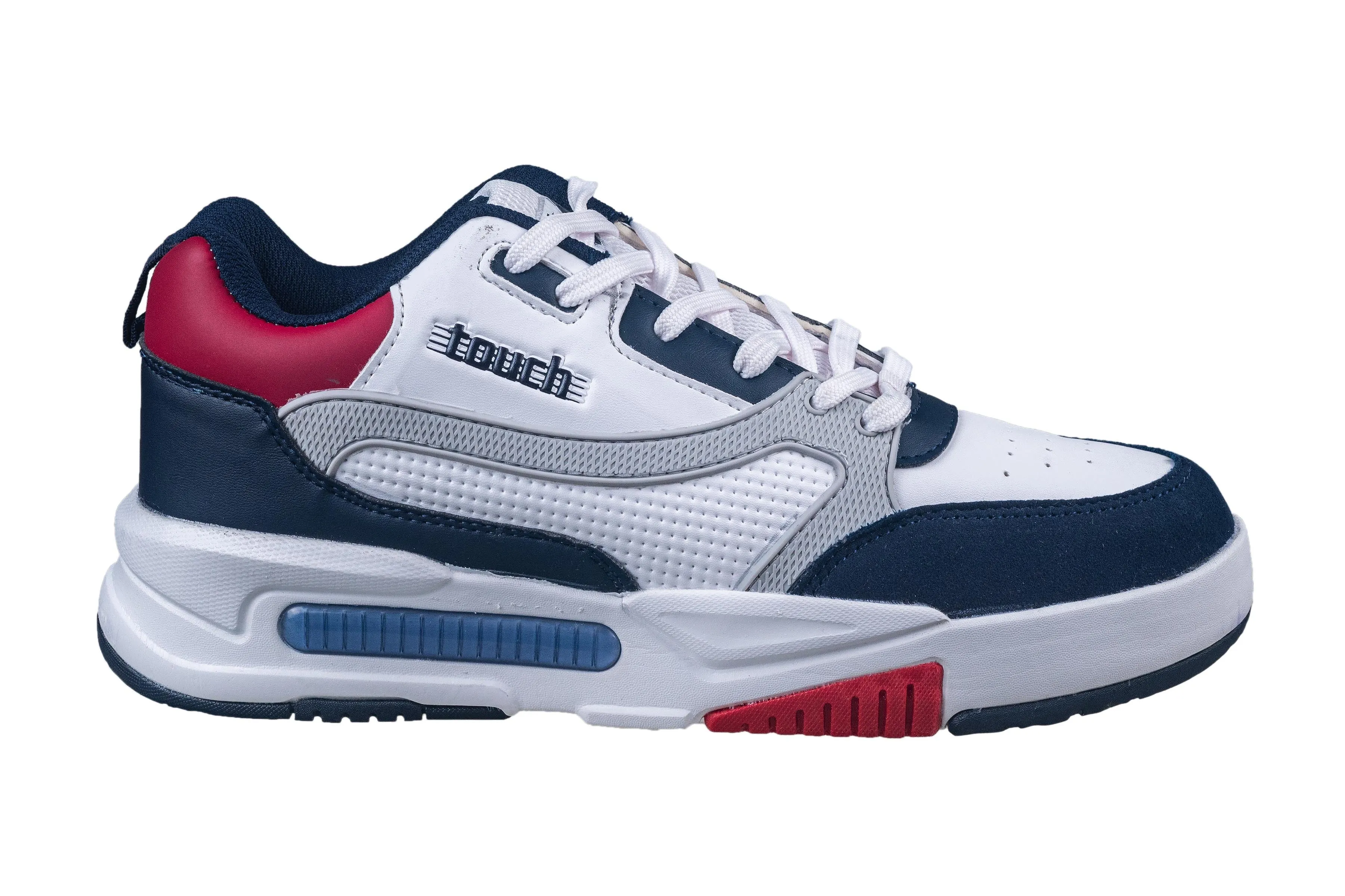 Lakhani Gents White/Navy/Red Sports Shoe