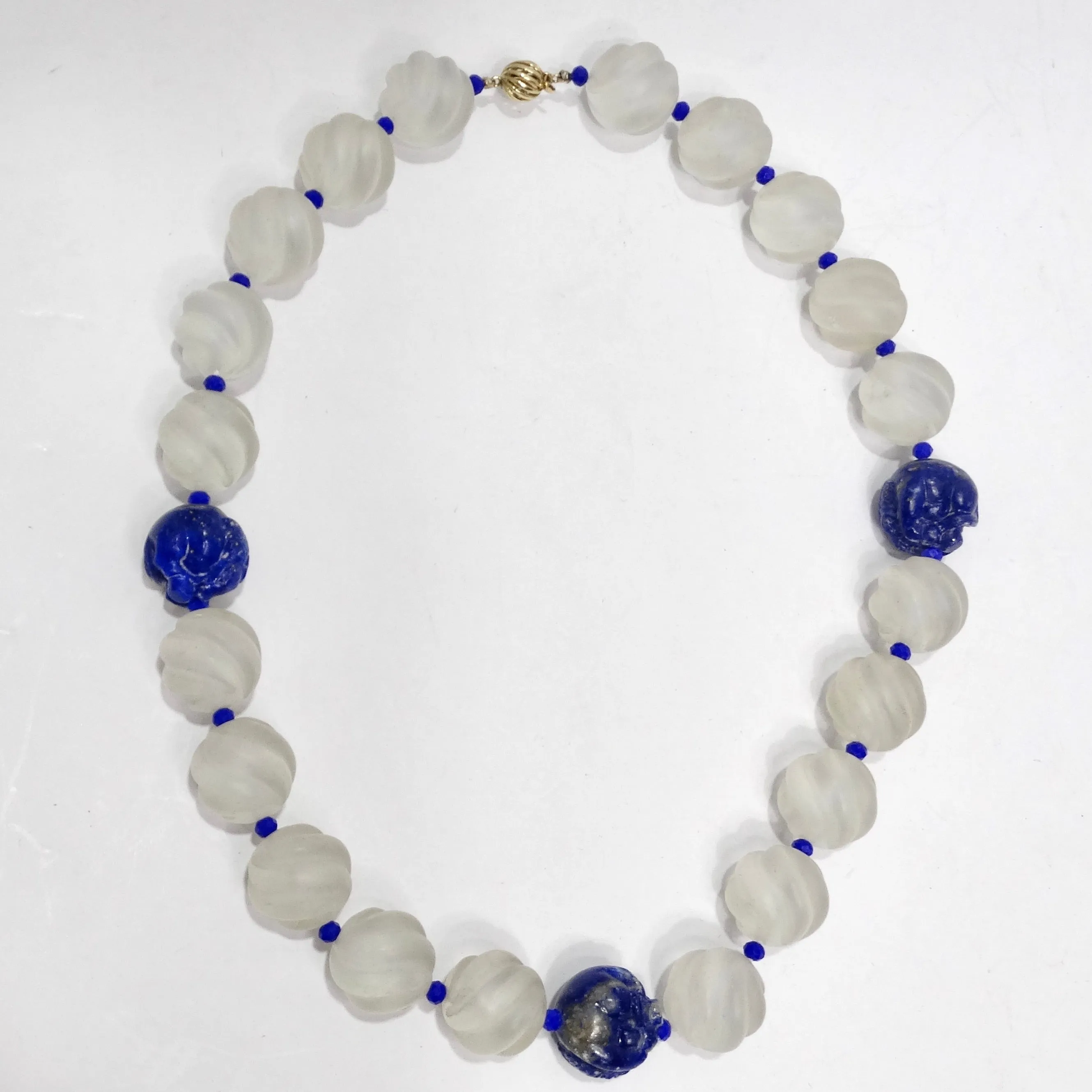 Lapis Lazuli Crystal 14K Gold Beaded Necklace