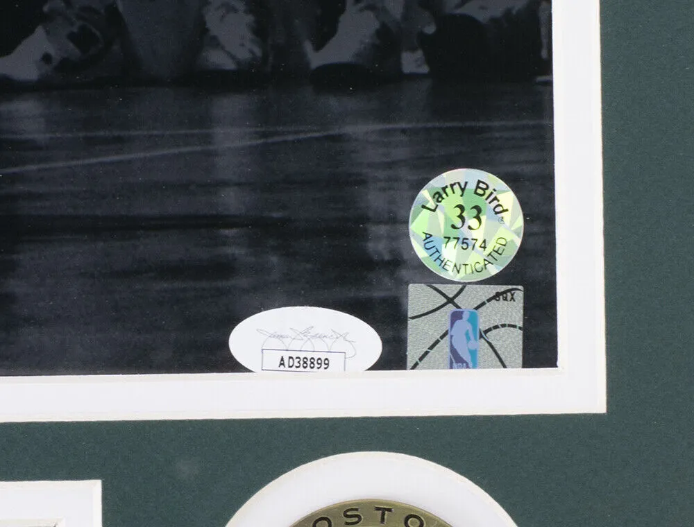 Larry Bird Signed Framed Boston Celtics 16x20 Vs Dominique Wilkins Photo JSA