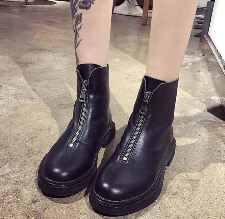 Leather zip booty cotton winter boots shoes woman women shoes zapatos mujer boots snow boots ankle boots for women booties