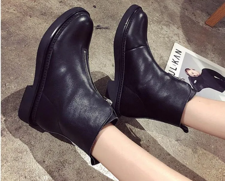 Leather zip booty cotton winter boots shoes woman women shoes zapatos mujer boots snow boots ankle boots for women booties