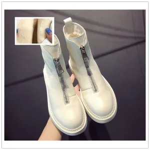 Leather zip booty cotton winter boots shoes woman women shoes zapatos mujer boots snow boots ankle boots for women booties