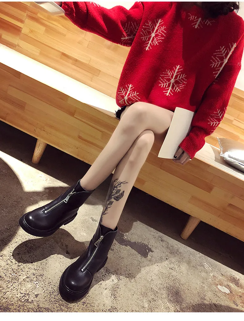 Leather zip booty cotton winter boots shoes woman women shoes zapatos mujer boots snow boots ankle boots for women booties
