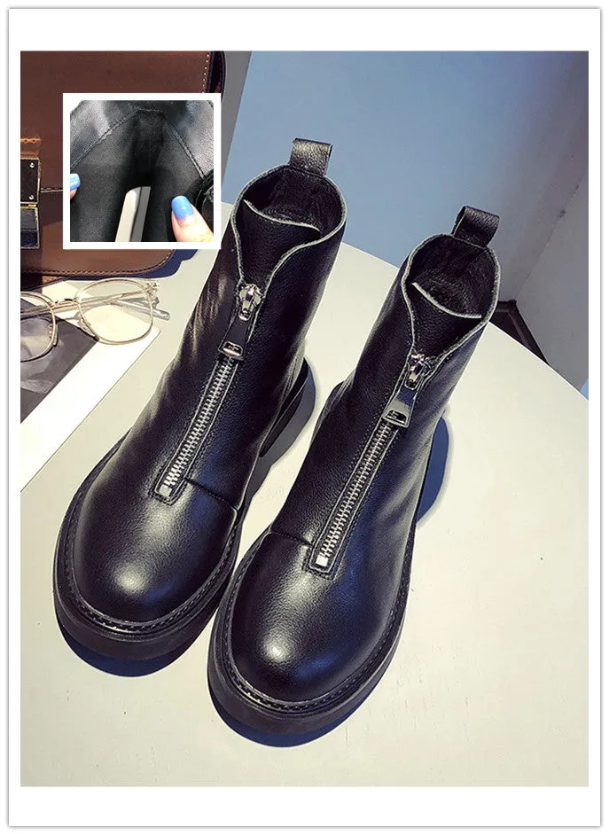 Leather zip booty cotton winter boots shoes woman women shoes zapatos mujer boots snow boots ankle boots for women booties