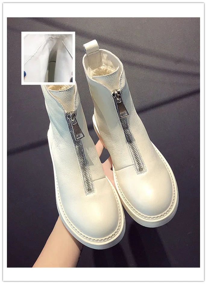 Leather zip booty cotton winter boots shoes woman women shoes zapatos mujer boots snow boots ankle boots for women booties