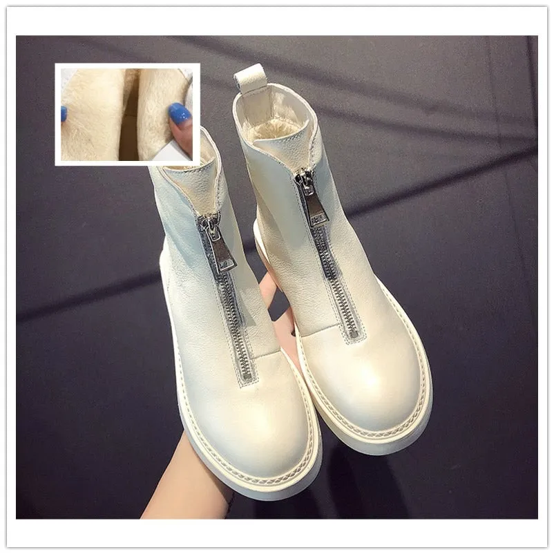 Leather zip booty cotton winter boots shoes woman women shoes zapatos mujer boots snow boots ankle boots for women booties