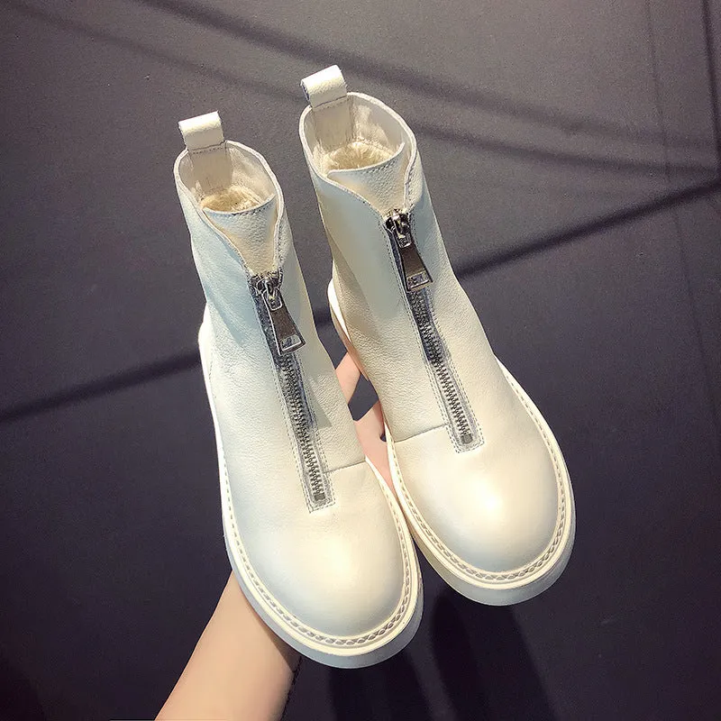 Leather zip booty cotton winter boots shoes woman women shoes zapatos mujer boots snow boots ankle boots for women booties
