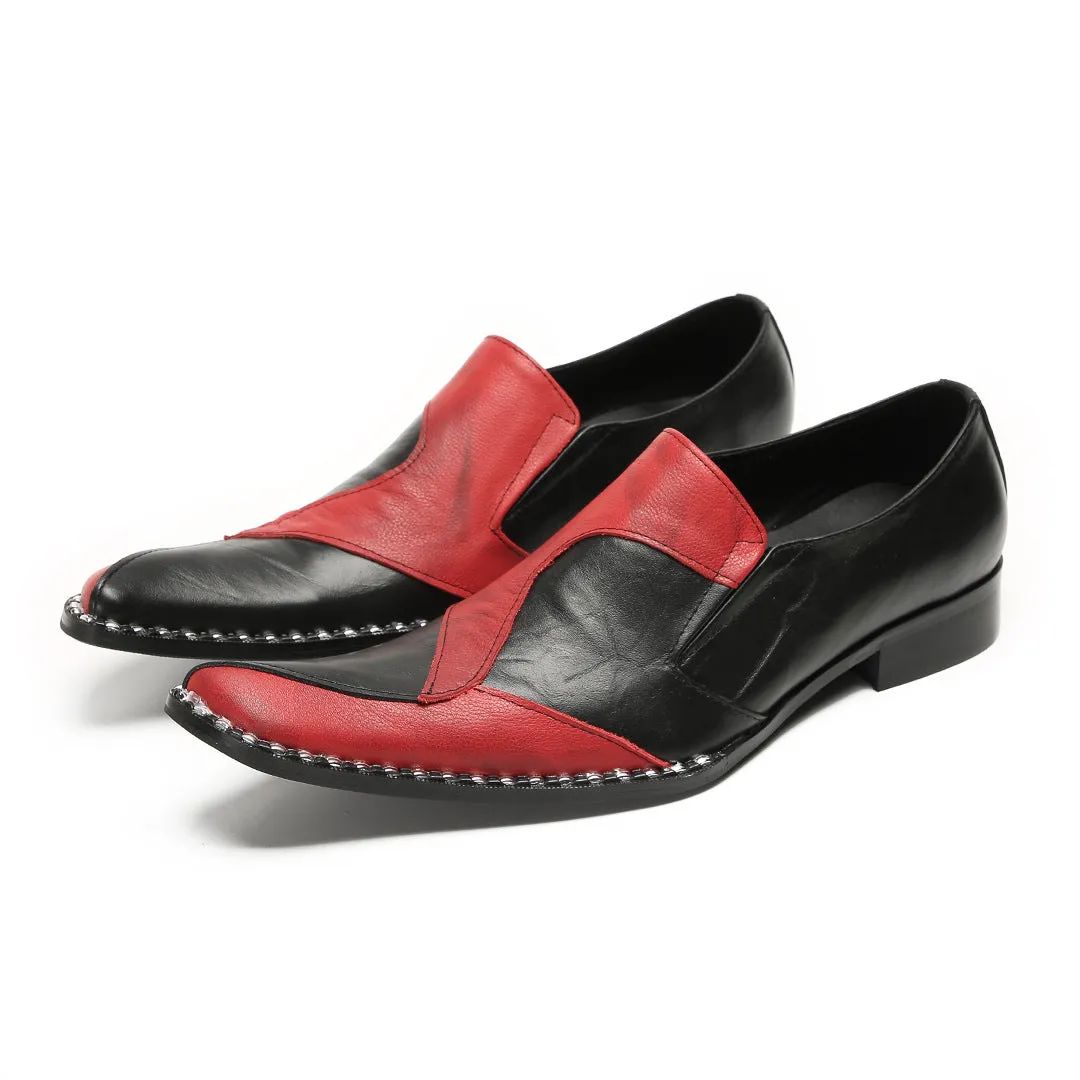 Loafers Men's British One-Pedal Square Head Handmade Casual Business Commuter Dress Leather Shoes Men's Groom Wedding Shoes Men's