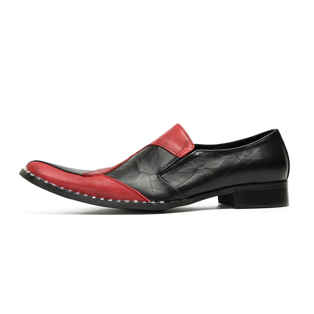 Loafers Men's British One-Pedal Square Head Handmade Casual Business Commuter Dress Leather Shoes Men's Groom Wedding Shoes Men's