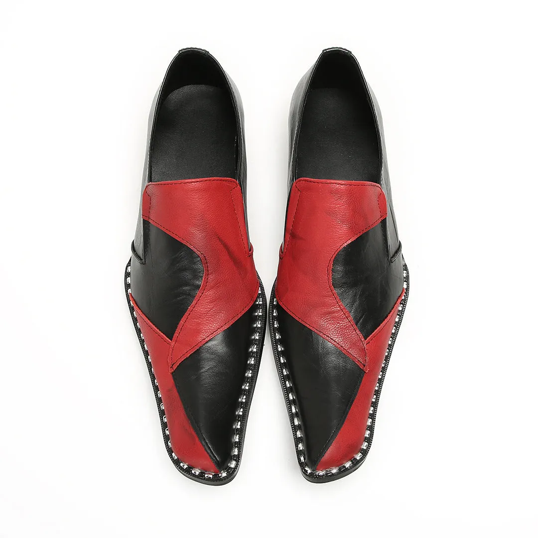 Loafers Men's British One-Pedal Square Head Handmade Casual Business Commuter Dress Leather Shoes Men's Groom Wedding Shoes Men's
