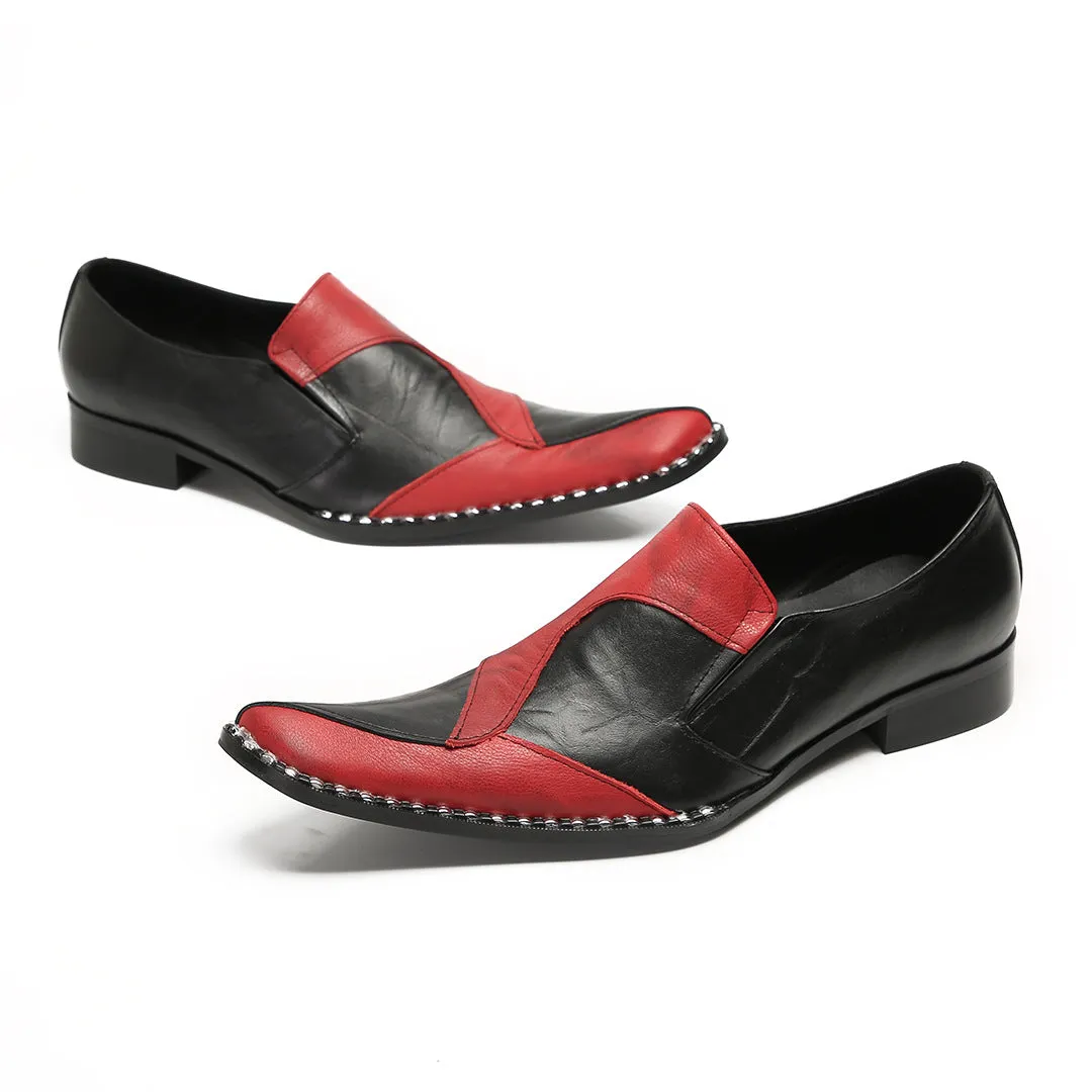 Loafers Men's British One-Pedal Square Head Handmade Casual Business Commuter Dress Leather Shoes Men's Groom Wedding Shoes Men's