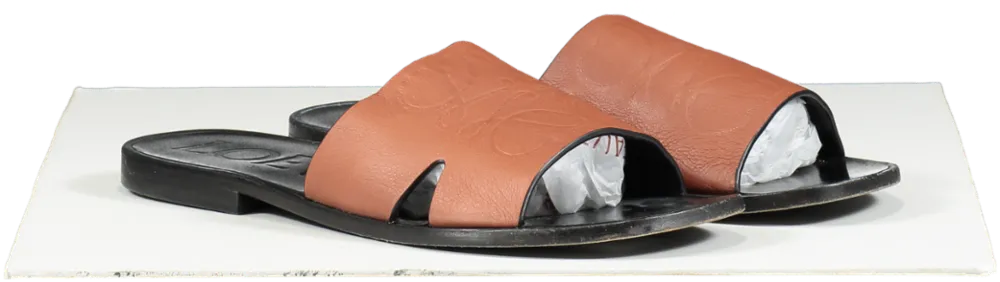 Loewe Brown Tan Leather Anagram Logo Sandals UK 6 EU 39 👠