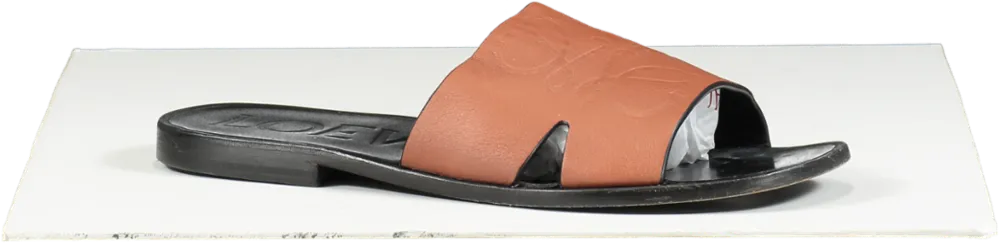 Loewe Brown Tan Leather Anagram Logo Sandals UK 6 EU 39 👠