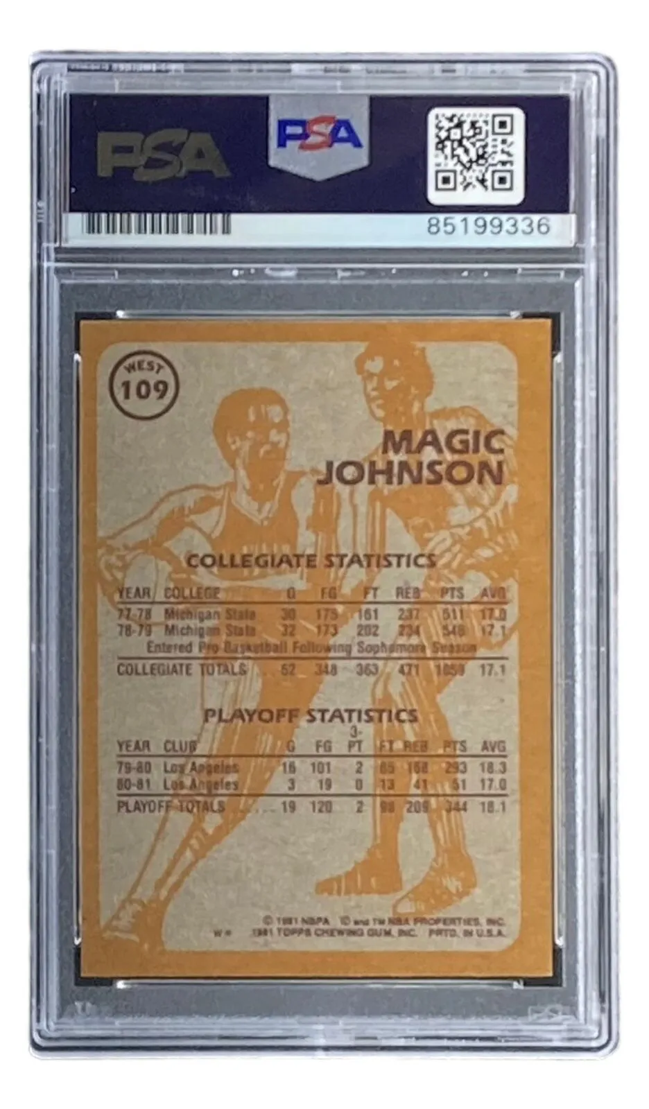 Magic Johnson Signed LA Lakers 1981 Topps #109 Rookie Trading Card PSA/DNA
