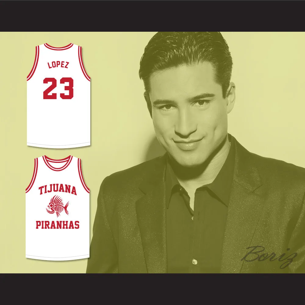 Mario Lopez 23 Tijuana Piranhas White Basketball Jersey Mexican Expansion Team