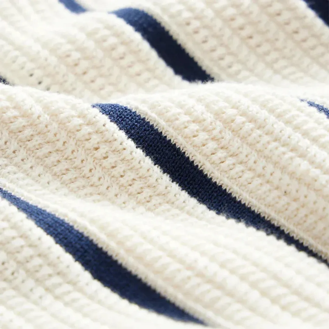 Mason | Men’s Knitted Polo Shirt – Striped Short Sleeve Button-Up for Summer