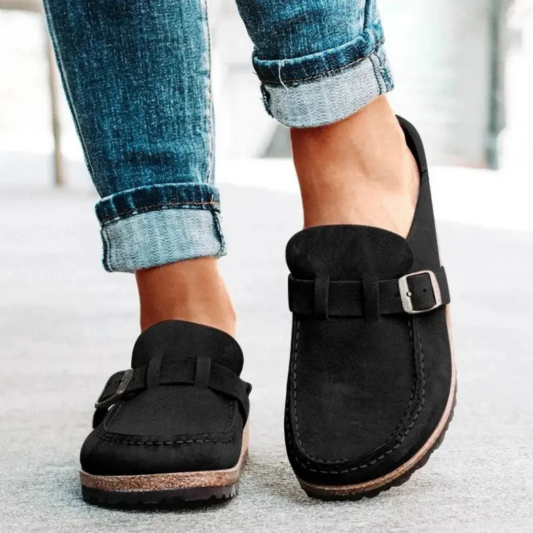 Mason | Women’s Closed Toe Wedge Sandals – Vintage Buckle Strap Summer Shoes