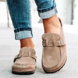 Mason | Women’s Closed Toe Wedge Sandals – Vintage Buckle Strap Summer Shoes