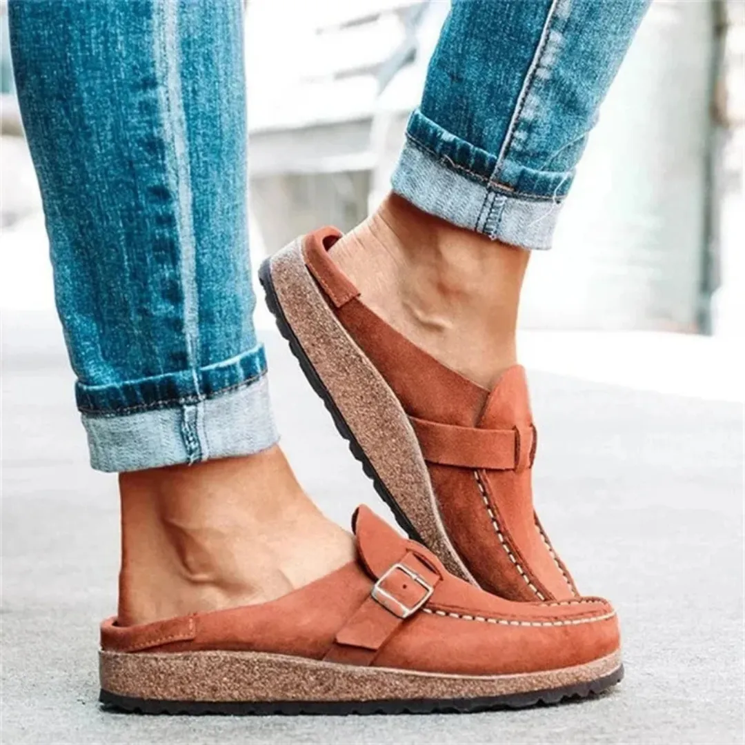 Mason | Women’s Closed Toe Wedge Sandals – Vintage Buckle Strap Summer Shoes