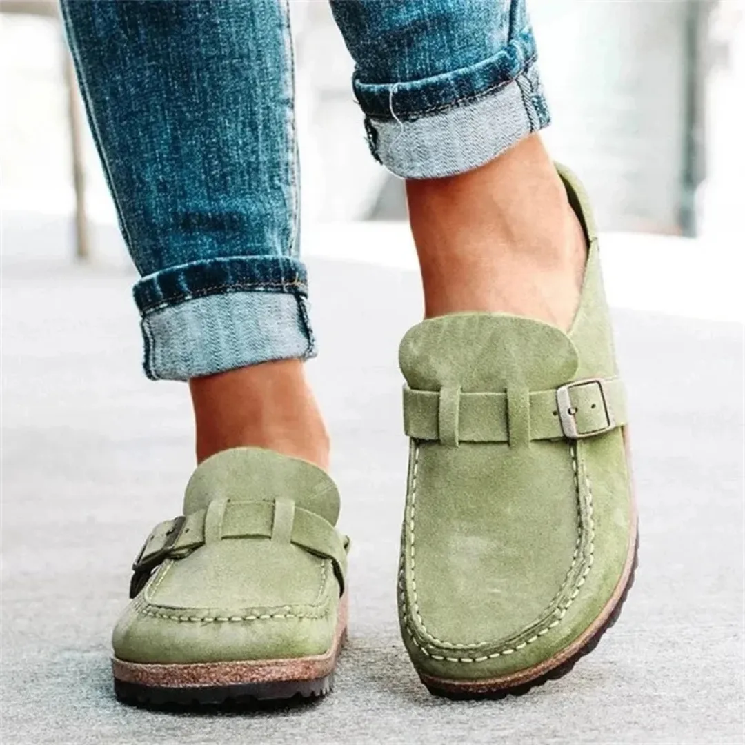 Mason | Women’s Closed Toe Wedge Sandals – Vintage Buckle Strap Summer Shoes