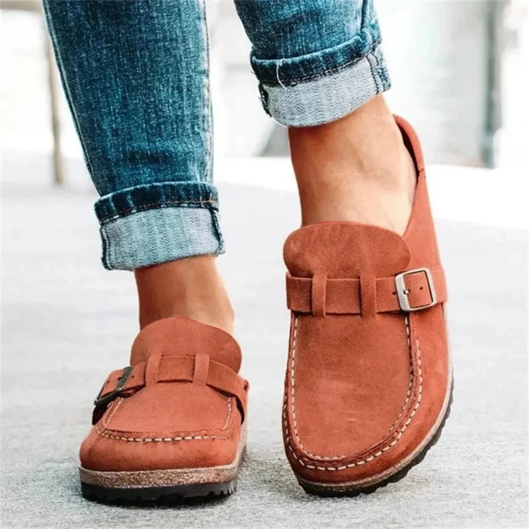 Mason | Women’s Closed Toe Wedge Sandals – Vintage Buckle Strap Summer Shoes