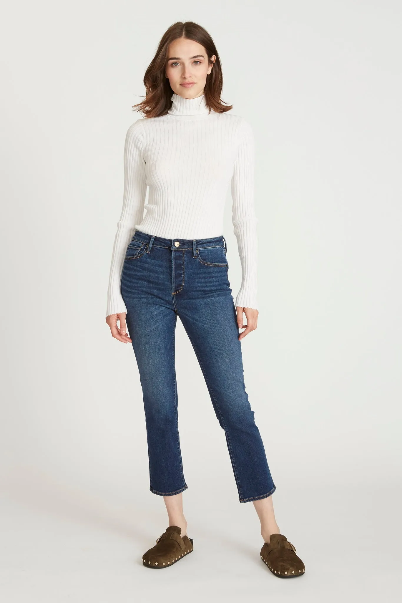 Meg High Rise Straight Crop Basic in Dark Wash