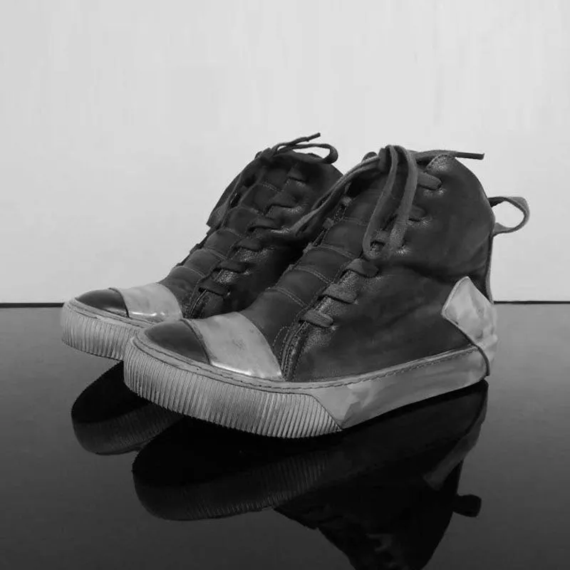 Men  Handmade Platform Mixed Color Spliced Ankle Boot