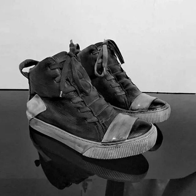 Men  Handmade Platform Mixed Color Spliced Ankle Boot