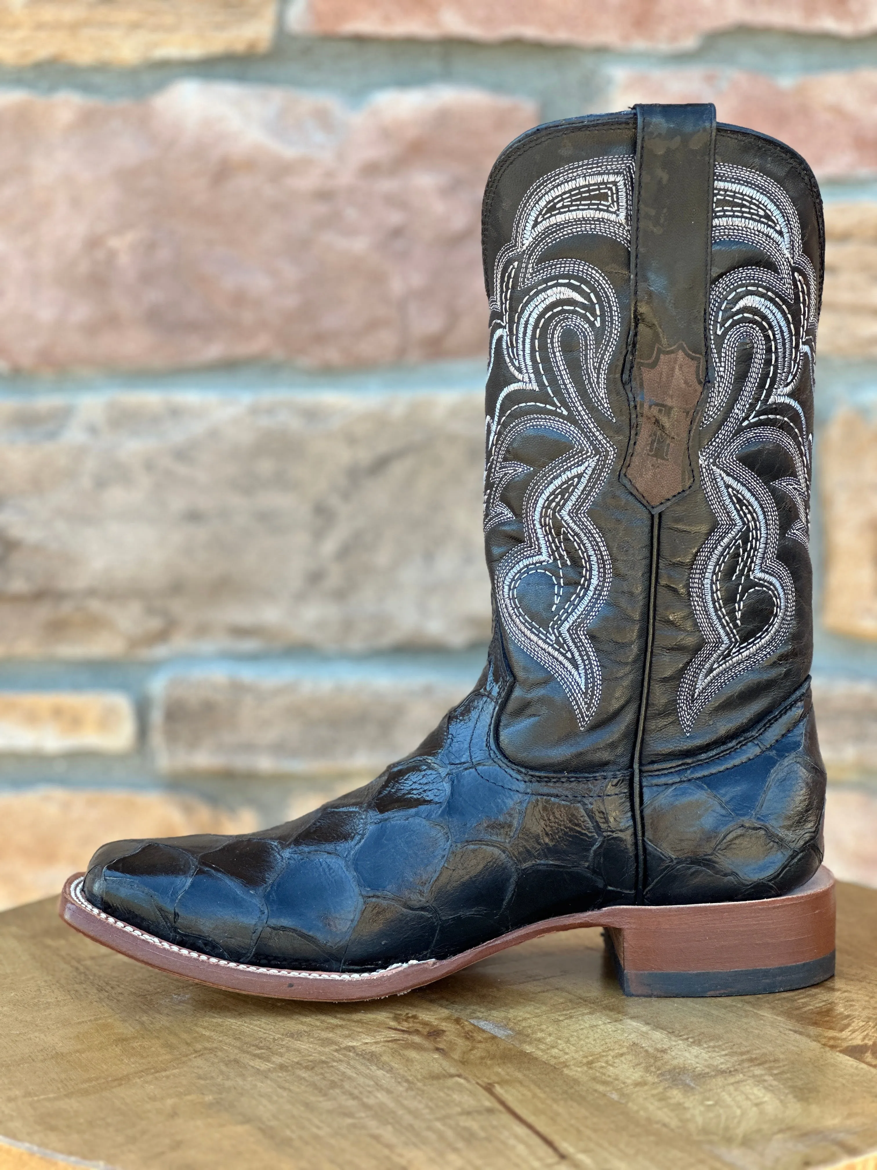 Men's Tanner Mark Black Fish Print Boots