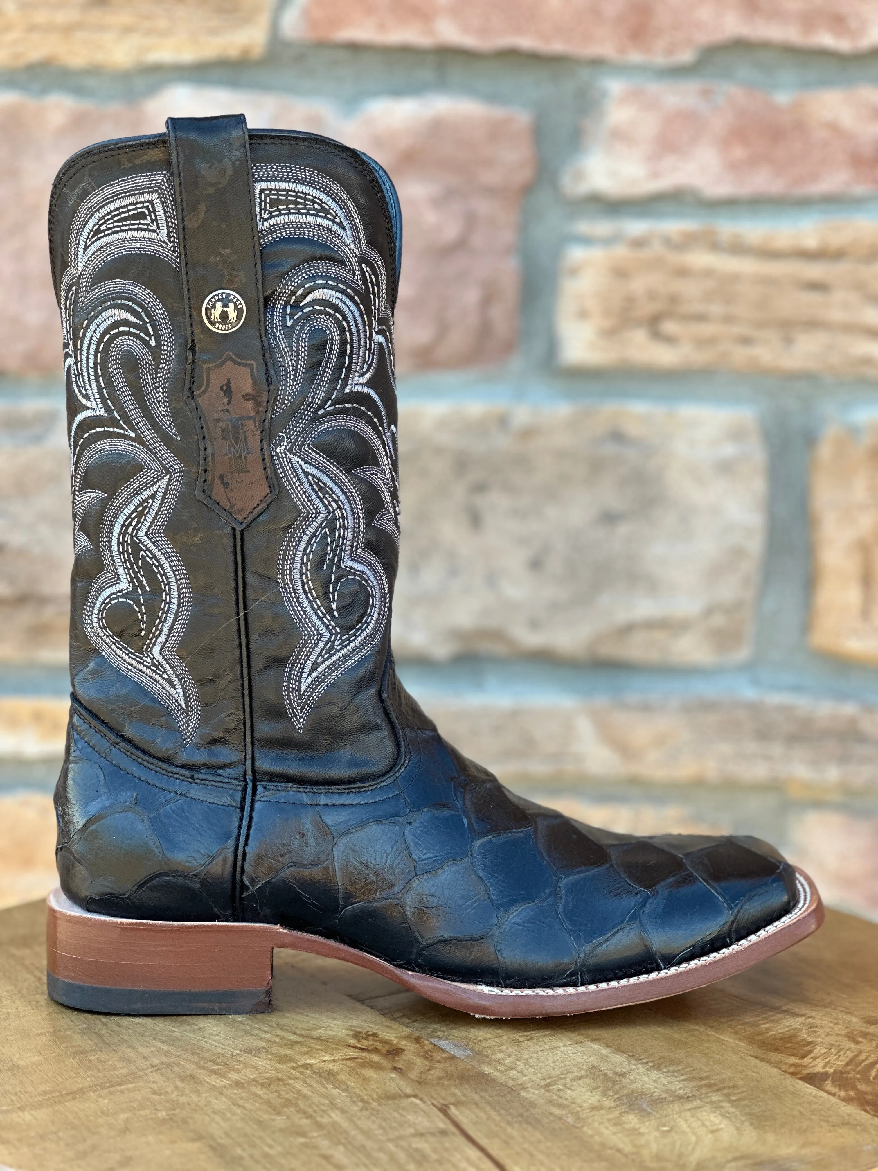 Men's Tanner Mark Black Fish Print Boots