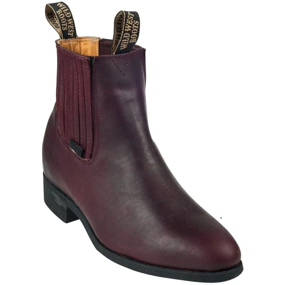 Men's Wild West Napa Leather Round Toe Charro Short Boots 26446