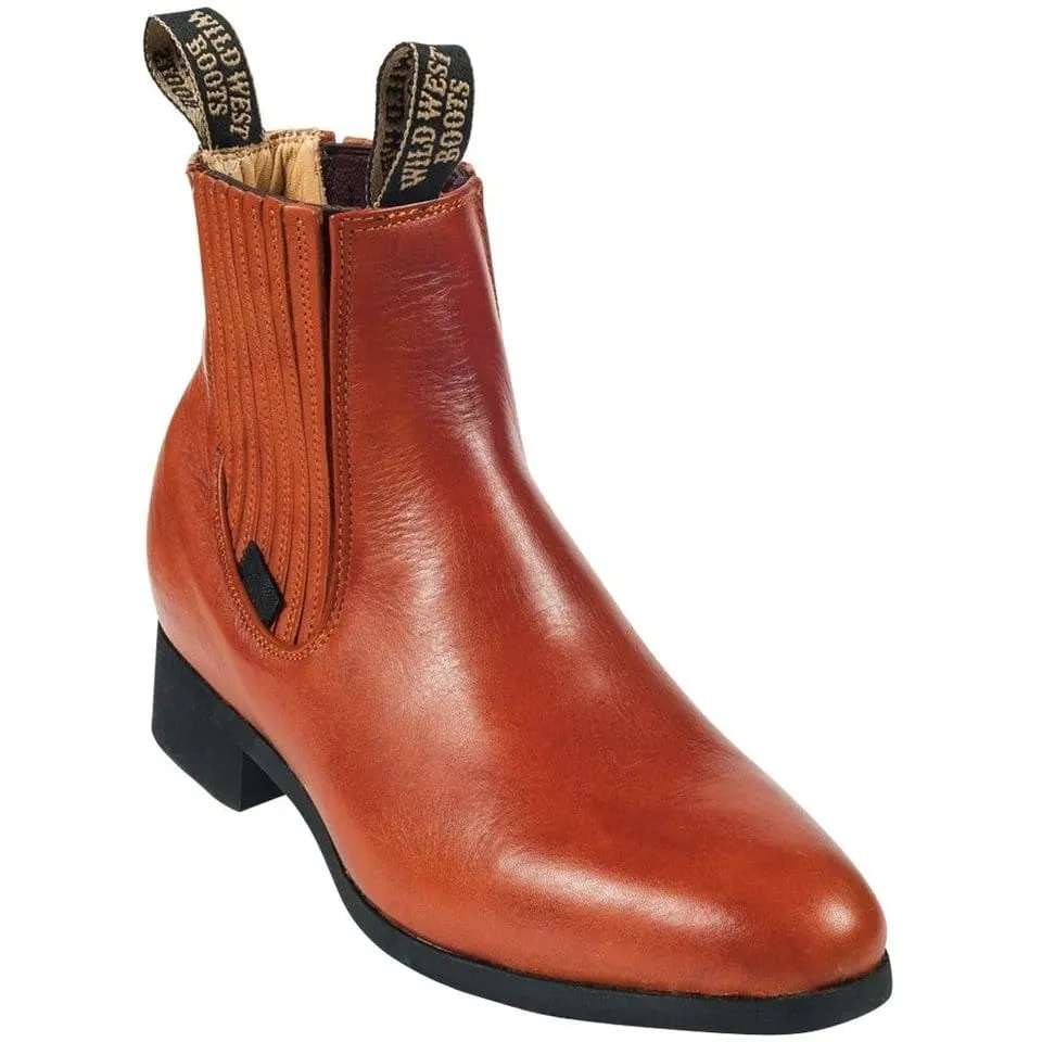 Men's Wild West Napa Leather Round Toe Charro Short Boots 26446
