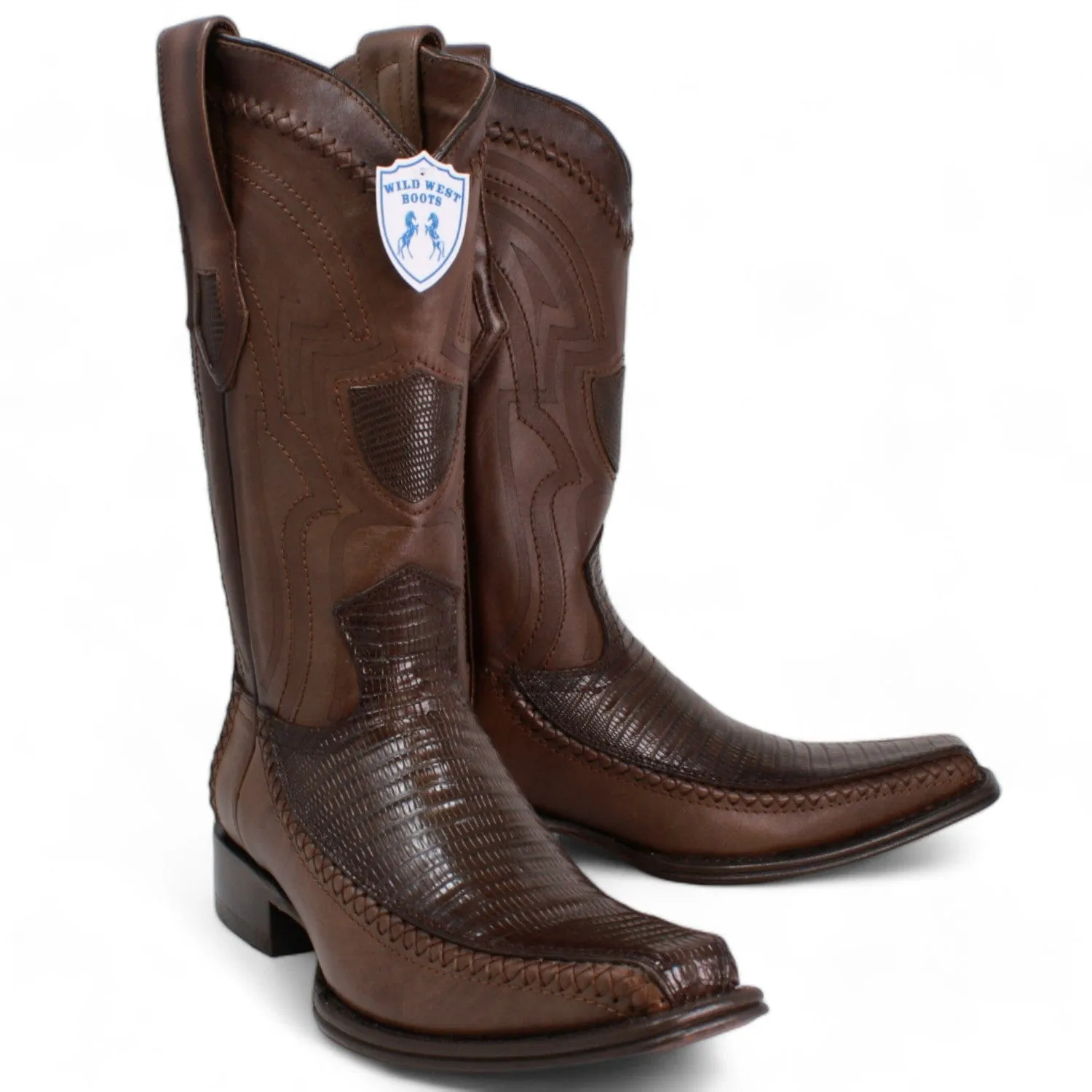 Men's Wild West Teju Lizard with Deer Skin Square Toe Boots 277LF07