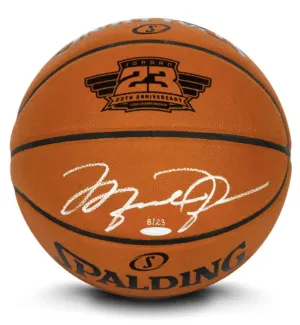 Michael Jordan Autographed Bulls 25th Anniversary Engraved Basketball UDA LE 23
