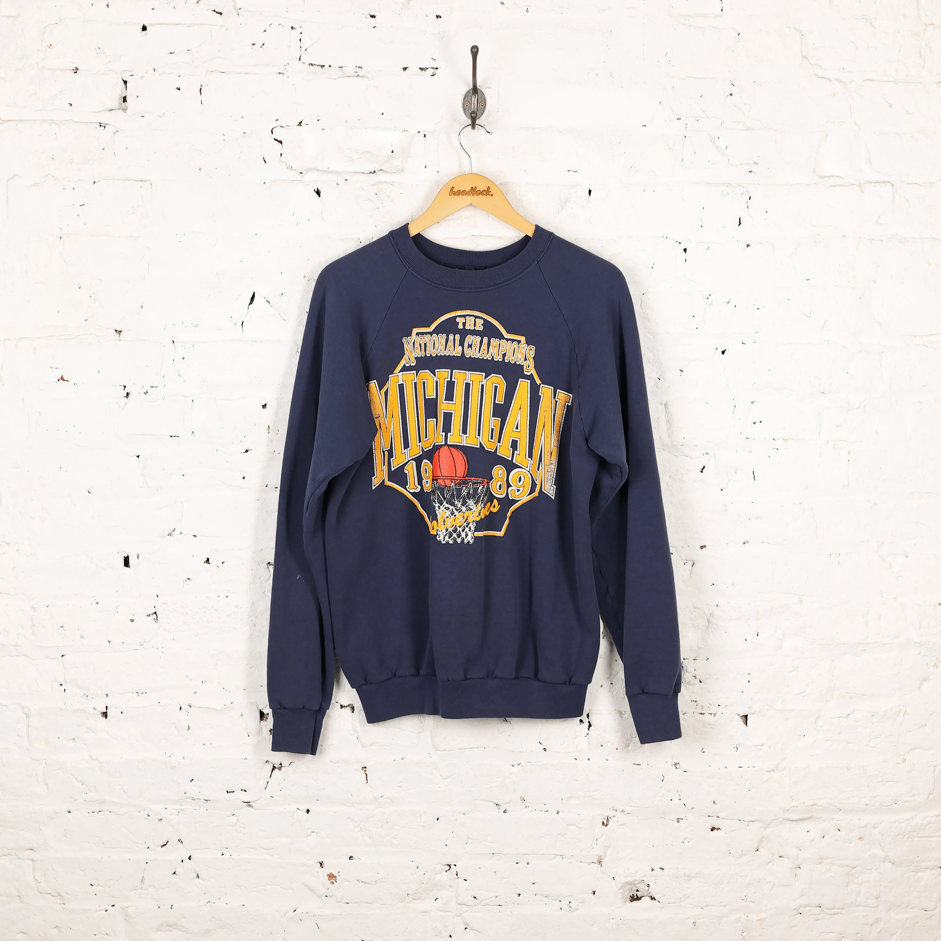 Michigan Wolverines 1989 Champions Basketball Sweatshirt - Blue - S