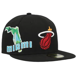 New Era Men's Miami Heat New Era Navy Stateview 59Fifty Fitted Hat