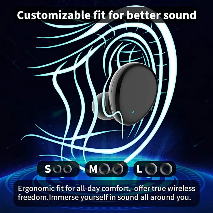 New in box! Peatop Intelligent LCD display Bluetooth 5.0 Wireless Earbuds Bluetooth Headphones with Charging Case IPX8 Waterproof Deep Bass Noise Cancelling Technology