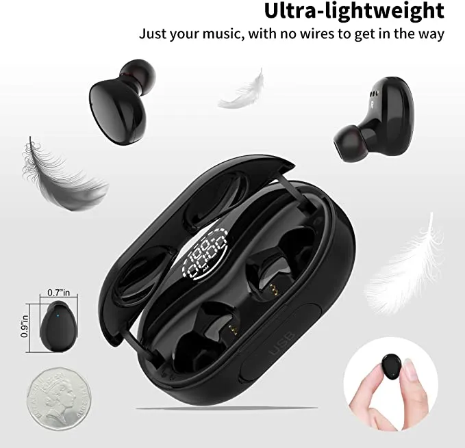 New in box! Peatop Intelligent LCD display Bluetooth 5.0 Wireless Earbuds Bluetooth Headphones with Charging Case IPX8 Waterproof Deep Bass Noise Cancelling Technology