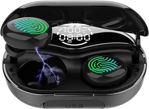 New in box! Peatop Intelligent LCD display Bluetooth 5.0 Wireless Earbuds Bluetooth Headphones with Charging Case IPX8 Waterproof Deep Bass Noise Cancelling Technology